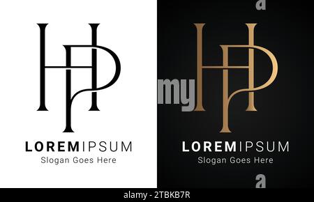 Luxury Initial HP or PH Monogram Text Letter Logo Design Stock Vector