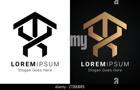Luxury Initial XT or TX Monogram Text Letter Logo Design Stock Vector