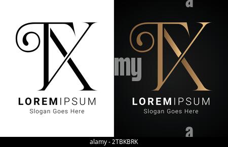 Luxury Initial XT or TX Monogram Text Letter Logo Design Stock Vector