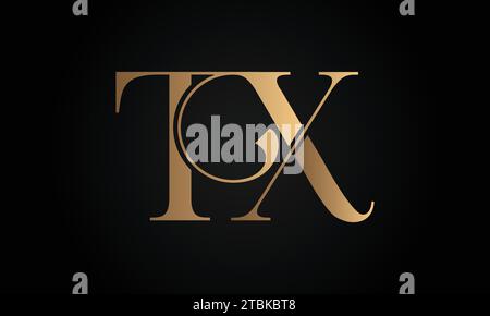 Luxury Initial XT or TX Monogram Text Letter Logo Design Stock Vector