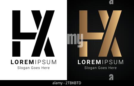 Luxury Initial XH or HX Monogram Text Letter Logo Design Stock Vector