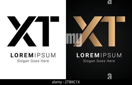 Luxury Initial XT or TX Monogram Text Letter Logo Design Stock Vector