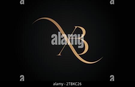 Luxury Initial XB or BX Monogram Text Letter Logo Design Stock Vector