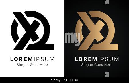 Luxury Initial XQ or QX Monogram Text Letter Logo Design Stock Vector