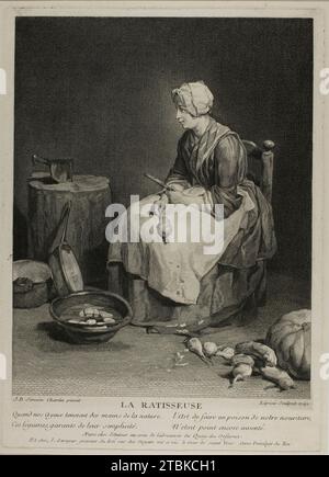 The Kitchen Maid - The Turnip Scraper, 1742. Stock Photo