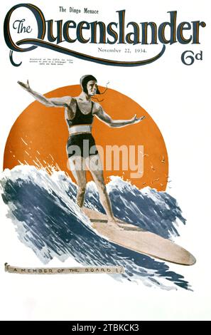 Illustrated front cover from The Queenslander 22 November 1934. Stock Photo