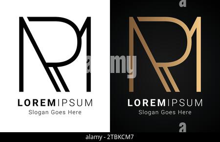 Luxury Initial RM or MR Monogram Text Letter Logo Design Stock Vector