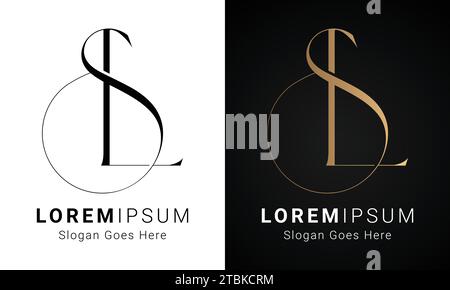 Luxury Initial SL or LS Monogram Text Letter Logo Design Stock Vector