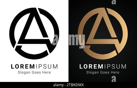 Luxury Initial QA or AQ Monogram Text Letter Logo Design Stock Vector