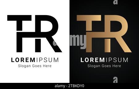 Luxury Initial TR or RT Monogram Text Letter Logo Design Stock Vector