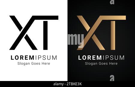 Luxury Initial XT or TX Monogram Text Letter Logo Design Stock Vector