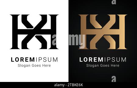 Luxury Initial XH or HX Monogram Text Letter Logo Design Stock Vector