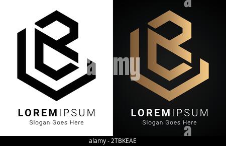Luxury Initial LB or BL Monogram Text Letter Logo Design Stock Vector