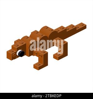 Brown lizard in isometry. Vector Stock Vector