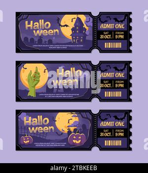 Halloween tickets vector set Stock Vector