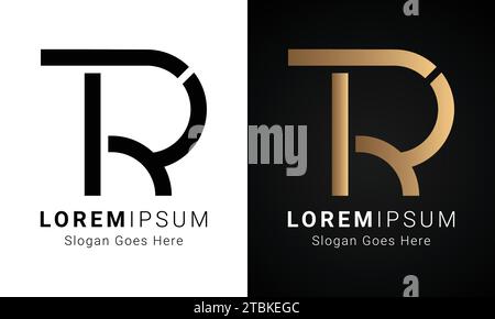 Luxury Initial TR or RT Monogram Text Letter Logo Design Stock Vector