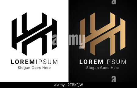 Luxury Initial XH or HX Monogram Text Letter Logo Design Stock Vector