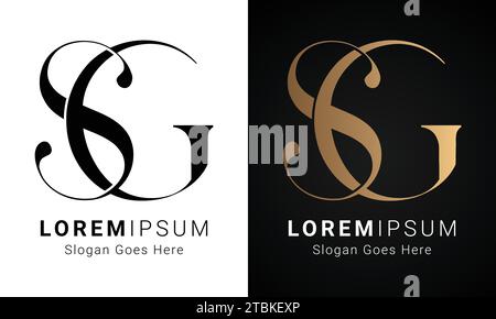 Luxury Initial SG or GS Monogram Text Letter Logo Design Stock Vector