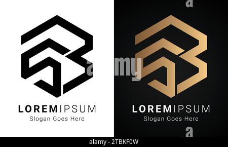 Luxury Initial SB or BS Monogram Text Letter Logo Design Stock Vector
