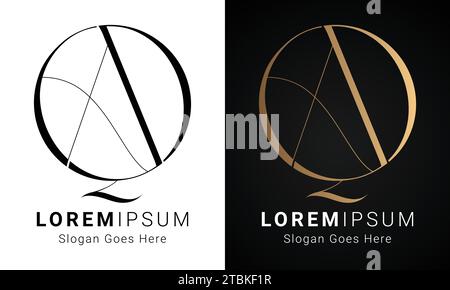 Luxury Initial QA or AQ Monogram Text Letter Logo Design Stock Vector