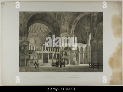Venice: Second interior View of St. Mark's, plate sixteen from Italie Monumentale et Pittoresque, c. 1848. Stock Photo