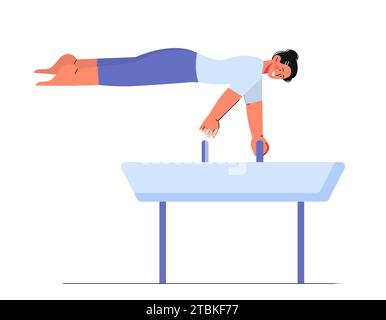 Man gymnast at balance beam vector Stock Vector