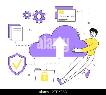 Syncs accounts vector outline concept Stock Vector