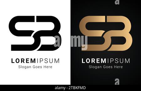 Luxury Initial SB or BS Monogram Text Letter Logo Design Stock Vector