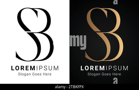 Luxury Initial SB or BS Monogram Text Letter Logo Design Stock Vector