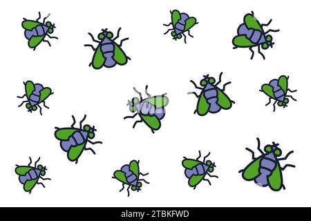 house green flies pattern. flat vector illustration. Stock Vector