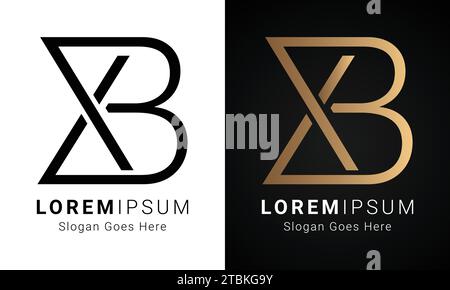 Luxury Initial XB or BX Monogram Text Letter Logo Design Stock Vector