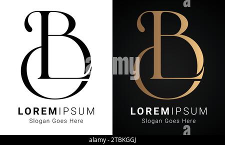 Luxury Initial LB or BL Monogram Text Letter Logo Design Stock Vector