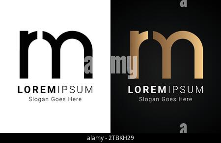 Luxury Initial RM or MR Monogram Text Letter Logo Design Stock Vector