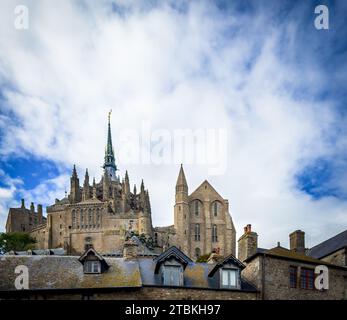 Normandy, France, Sept 22nd 2023, view of the architecture inside the Mont Saint-Michel Stock Photo