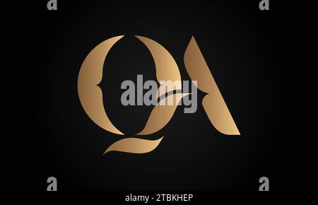 Luxury Initial QA or AQ Monogram Text Letter Logo Design Stock Vector