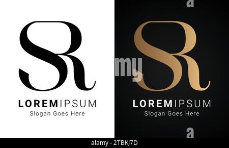 Luxury Initial SR or RS Monogram Text Letter Logo Design Stock Vector
