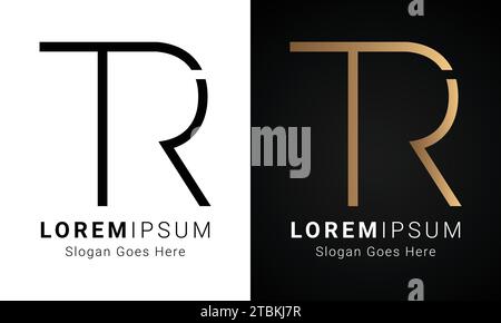 Luxury Initial TR or RT Monogram Text Letter Logo Design Stock Vector