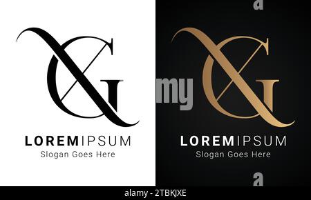 Luxury Initial XG or GX Monogram Text Letter Logo Design Stock Vector