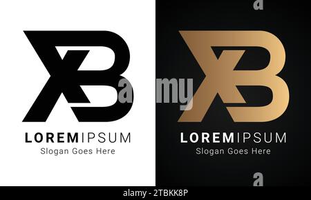 Luxury Initial XB or BX Monogram Text Letter Logo Design Stock Vector