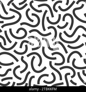 Black curved lines isolated on white background. Bold Squiggles. Stock Vector
