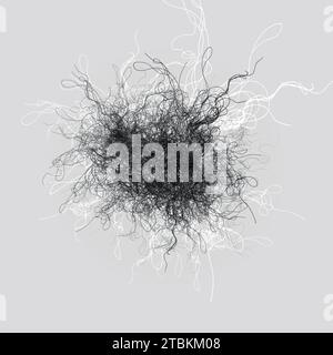 Abstract black and white fractal. Fantasy fractal texture. Digital art. 3D rendering. Stock Photo