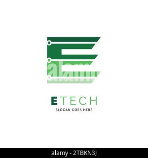 Initial Letter E Circuit Technology Icon Vector Logo Template Illustration Design Stock Vector