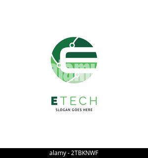 Initial Letter E Circuit Technology Icon Vector Logo Template Illustration Design Stock Vector