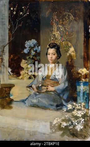 Japanese woman in a room, 1902. Stock Photo
