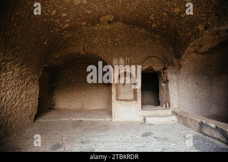 Inside Vardzia cave monastery in Georgia. Stock Photo