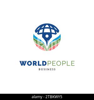 World People Icon Logo Design Template Stock Vector