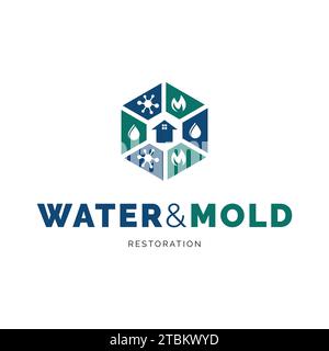 Water & mold restoration icon logo design inspiration Stock Vector