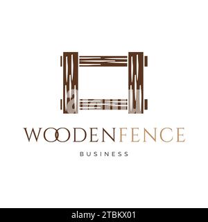 Wooden fence icon logo design inspiration Stock Vector