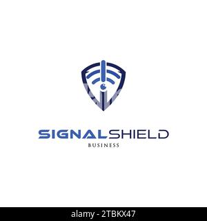Signal Shield Icon Logo Design Template Stock Vector
