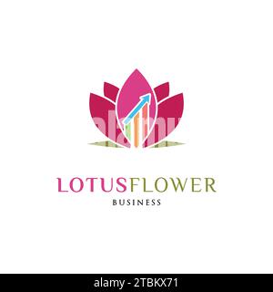 Statistical Lotus Flower Icon Logo Design Template Stock Vector